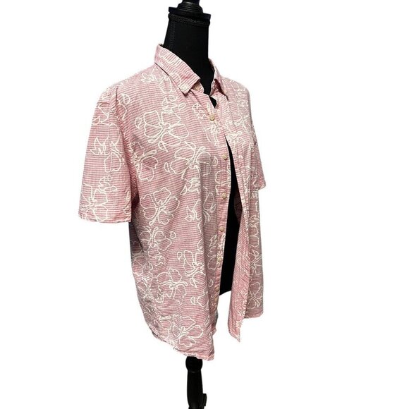 U.S. Polo Assn. Pink & White Floral Short Sleeve Button-Down Shirt, Vacation, re - Picture 2 of 9